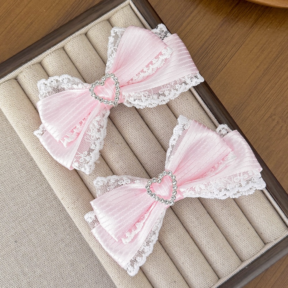 Lace Ribbon Trim - 1 Pasang Jepit Rambut Pita Satin