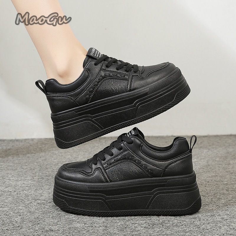 Guipure Lace Panel - Sepatu Sneakers Putih Platform Penambah Tinggi