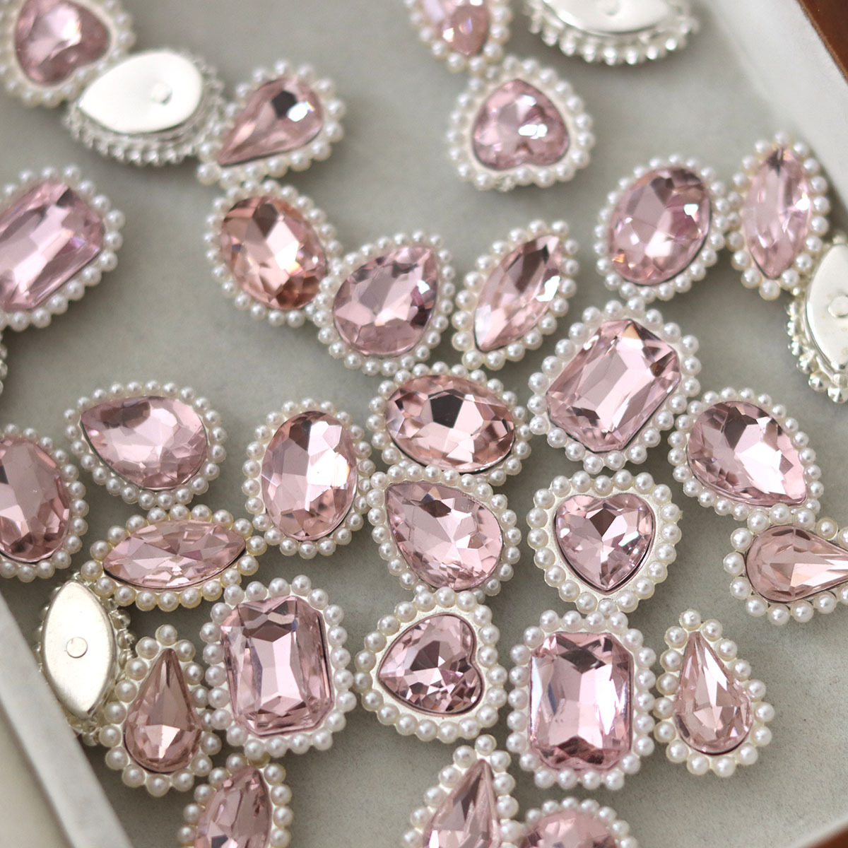 Sew On Rhinestone - 10Pcs/bag Berlian Imitasi Kaca Merah Muda