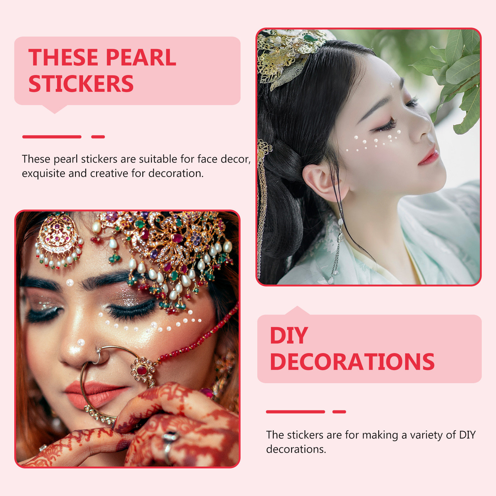 Craft Embellishment - 5 buah stiker mutiara untuk wajah,