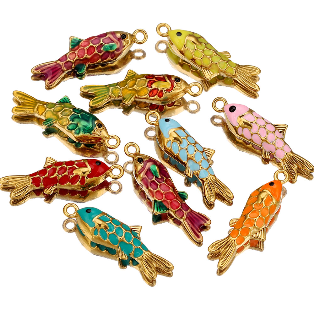 2 buah liontin ikan emas ename - Embellishment Crafts ulasan dan harga