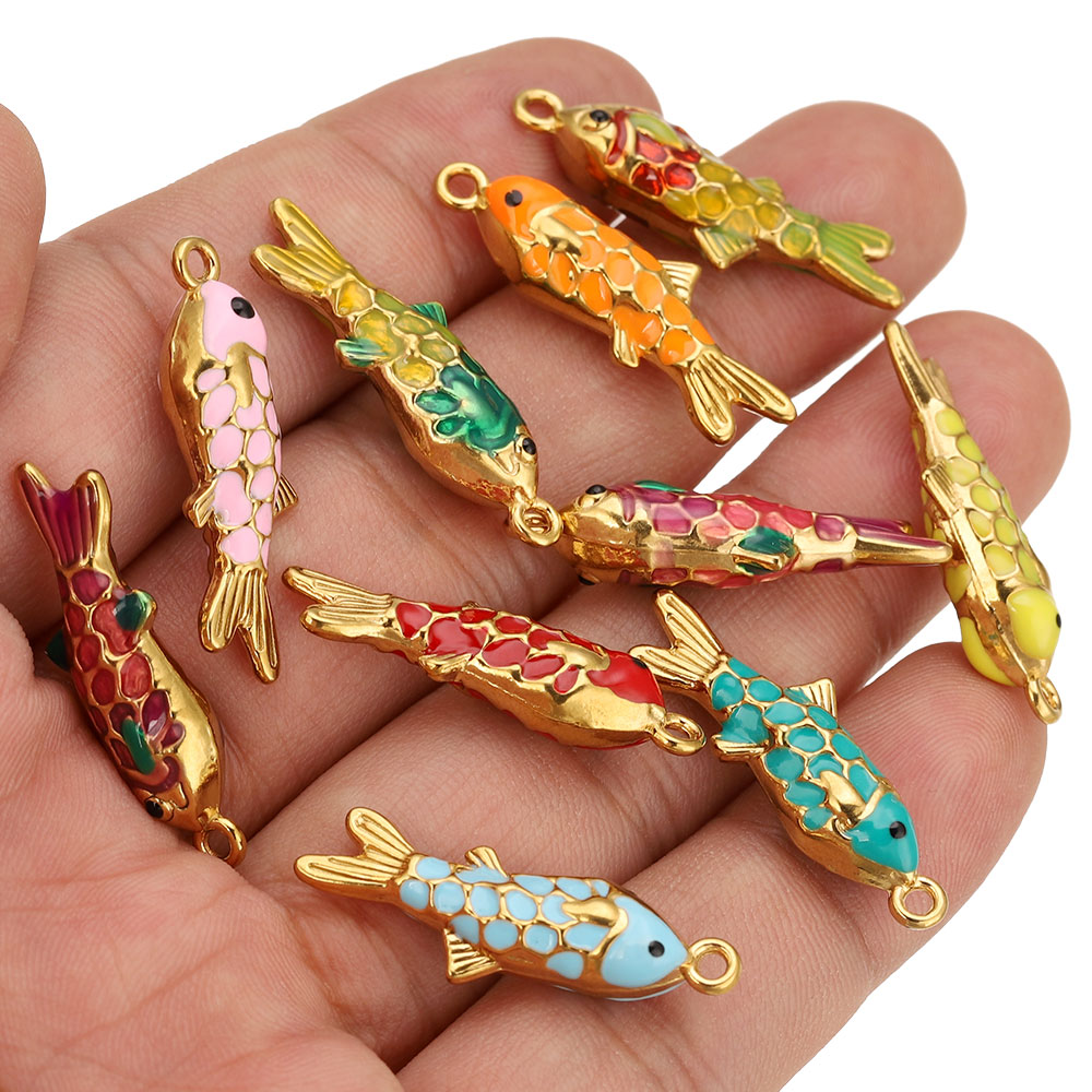 2 buah liontin ikan emas ename - Embellishment Crafts ulasan dan harga